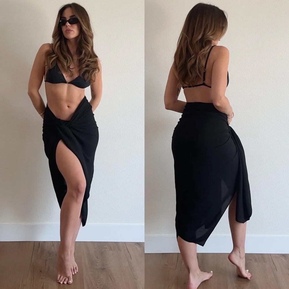 NWT INDAH Obsession Black Sarong Wrap Skirt